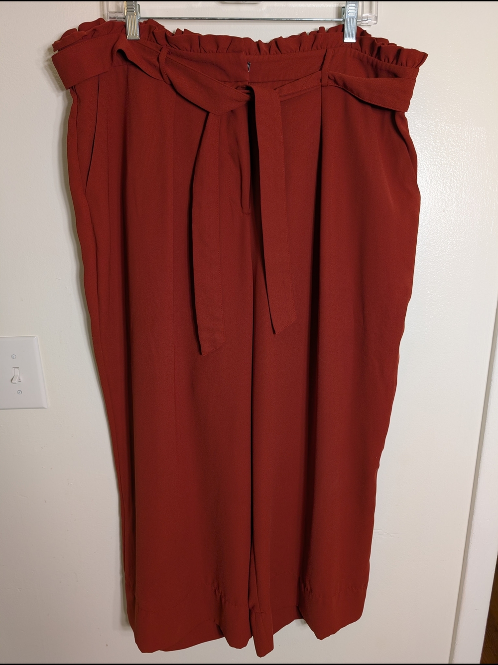 LC Lauren Conrad Rust Red Wide-Leg Paperbag Pants with Tie